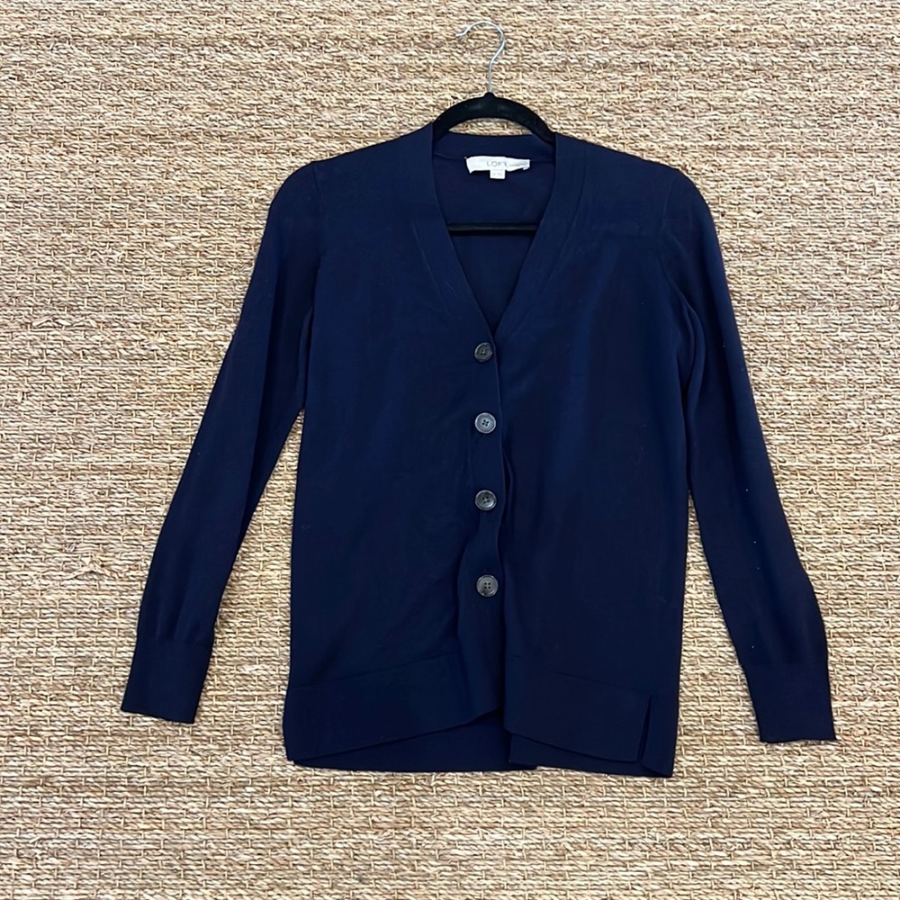 Loft Women's Button Up Sweater Navy